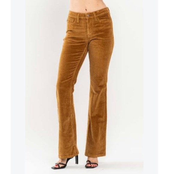 Judy Blue Pants - Judy Blue Mid Rise Camel Tan Corduroy Bootcut Pants Size 11/30 Stretch Boho